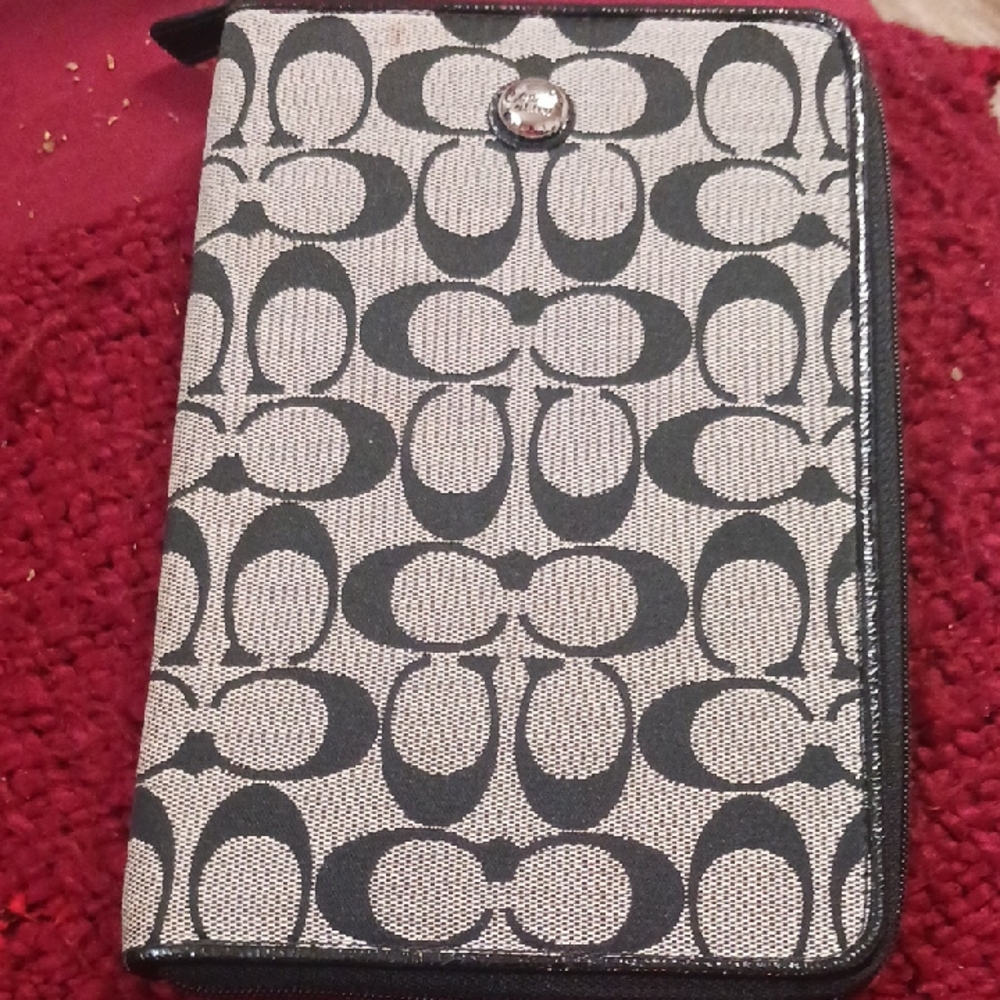 Coach Black and Cream Monogram Laptop Bag